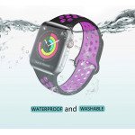 Wholesale Breathable Sport Strap Wristband Replacement for Apple Watch Series 8/7/6/5/4/3/2/1/SE - 41MM/40MM/38MM (Black Purple)